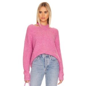 Pistola | Eva alpaca and wool blend oversized fuzzy sweater in pink with cutouts